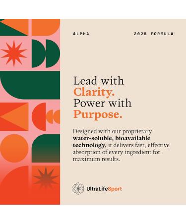 Ultra Life Sport - Alpha Nootropic - 30 Capsule Body and Brain Supplements for Memory and Focus - L-Theanine B Vitamins Lion's Mane Cordyceps Mushrooms Vitamin D3 K2 MK-7 Lemon Balm and Ginkgo - Buy Online on GoSupps.com