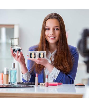 12 Pieces 3D False Eyelashes Packaging Boxes - Rhinestones Square Lash Cases | Glitter Paper & Clear Tray for Eyelash Care - Holographic Design - Buy Online on GoSupps.com