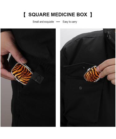 Portable Tiger Striped Pill Box 2 Compartment Metal Organizer for Medicine Stylish & Decorative Pill Case for Pocket or Purse - Buy Online on GoSupps.com