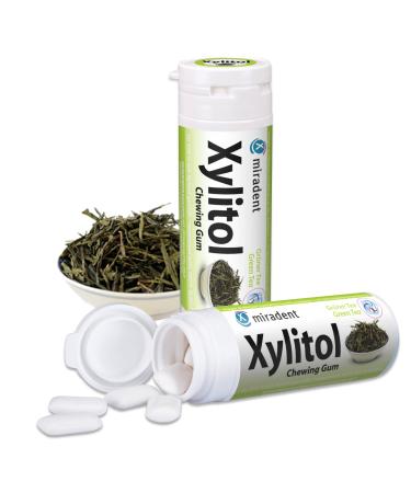 Miradent Xylitol Chewing Gum Chewing Gum 30 Pieces Green Tea tin (6X 30g)