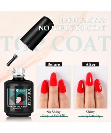 Mobray 15ml No Wipe Gel Top Coat and Base Coat Set Shine Finish and Long Lasting Soak Off LED Gel Base Top Coat Glossy Shine Finish.(2 Pcs) 2pcs - Buy Online on GoSupps.com