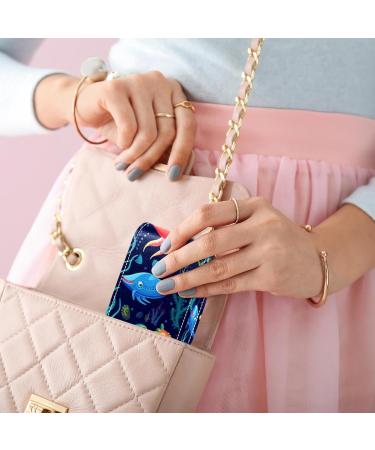 Premium Leather Lipstick Case with Mirror - Mini Organizer for Lip Gloss & Lipstick - Underwater Whale Design - Perfect Travel Accessory - Buy Online on GoSupps.com