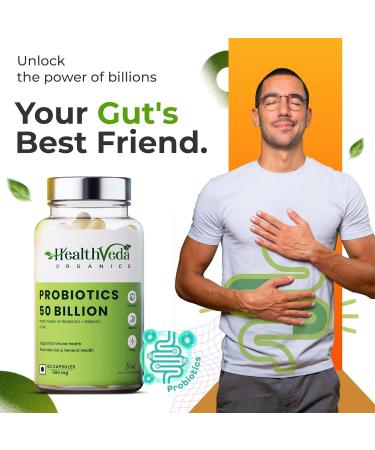 Generic Probiotics 50 Billion CFU Multi-Strains with Prebiotic | Good for Digestive Gut Health Immunity Diarrhea Gas & Bloating Support | for Men and Women - 60 Vegetarian Capsules - Buy Online on GoSupps.com