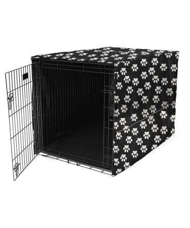 Morezi Dog Crate Cover for Wire Crates, Heavy Nylon Waterproof, Fits Most 30" inch Dog Crates, Easy to Put On, Take Off, and Adjust - Cover only - Black - Medium 30-Inch Black Paw