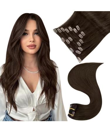 Easyouth brown clip in extensions real hair Remy clip on extensions darkest brown clip hair recovery real hair twice.