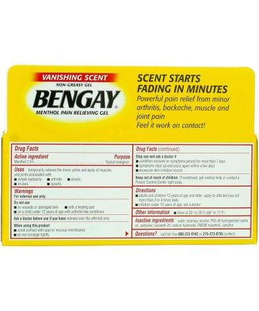 Ben Gay Vanish Scent 2oz Gel - Non-Greasy Pain Reliever (Pack of 5) - Buy Online on GoSupps.com