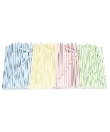 Pack of 400 Comfortably Packaged Flexible Disposable Plastic Drinking Straws 8.2 Inches Tall Colorful Stripes