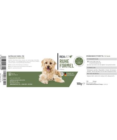 Reavet Ruheformel for Dogs - Natural Calming Supplement with Valerian Lemon & Organic Hemp Seed | 100g for Relaxed Balanced Dog Life | Help with Anxiety Excitation & Travel Stress - Buy Online on GoSupps.com