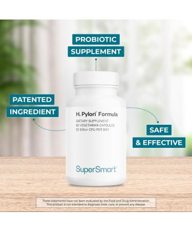 Supersmart H. Pylori Fight Natural Treatment 20 Billion CFU per Day - 60 Vegetarian Capsules - Buy Online on GoSupps.com