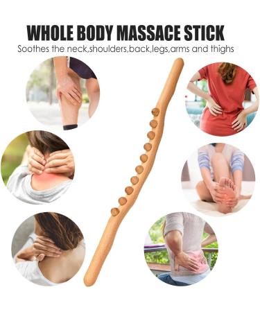 Premium Gua Sha Wooden Stick - Multifunctional Massage Tool with 10 Pearls | Natural Wood Rolling Massage Device for Relaxation - Buy Online on GoSupps.com