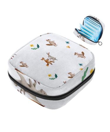 Cartoon fox and rabbits pattern sanitary napkin storage bag portable period pocket for women teen girls girls menstrual cup bag silent insert holder color 7