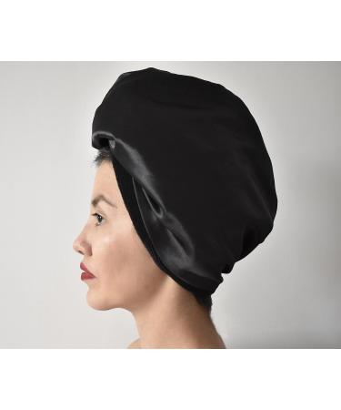 Dreamy Locks Black Hair Wrap Towel Turban - Silky Finish, Ideal for Long Hair - Buy Online on GoSupps.com