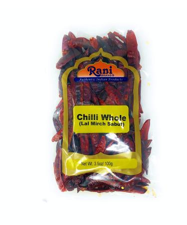 Rani Chilli Whole Stemless 3.5oz (100g)  All Natural | Vegan | No Colors | Gluten Friendly | NON-GMO POLY BAG 3.5 Ounce (Pack of 1)