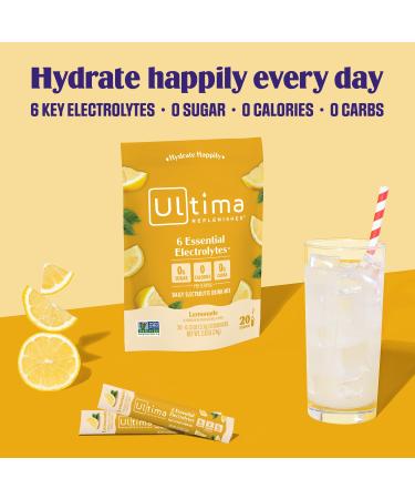 Ultima Replenisher Essential Electrolyte - Lemonade - Pack of 20 stickpacks - Buy Online on GoSupps.com
