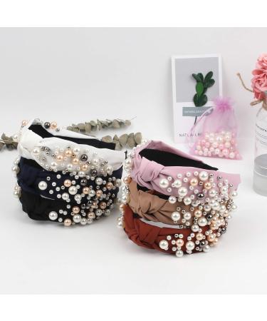 OAOLEER 6 Pack Vintage Pearl Headbands for Women - Multicolor Wide Hair Bands - Buy Online on GoSupps.com