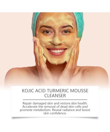 Turmeric Kojic Acid & Mousse Cleanser with Brush Exfoliating Unclog Pores Acne Scars Smooth Skin Foaming Face Cleanser for Dark Spots Dull Skin Gentle Facial Cleanser For All Skin Types 150ML - Buy Online on GoSupps.com