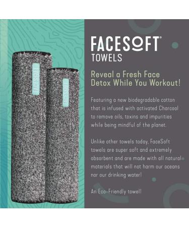 2PK FACESOFT Mini Charcoal-Infused Sweat Towels - Detox Your Workout - 10x9 and 10x6 inches - Buy Online on GoSupps.com
