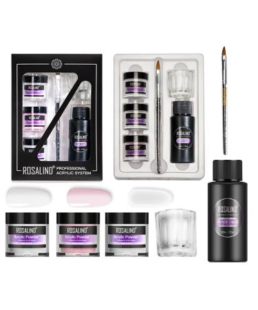 RoseFlower Acrylic Nail Kits Full Set - Acrylic Nail Powder Kit for Beginners with 3 Colors Clear Pink Acrylic Powder Kit - for Nail Salon #6