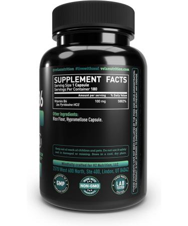 Vitamin B6 100mg Capsules | Pyridoxine HCL for Energy & Heart Health | 180 Capsules - Buy Online on GoSupps.com