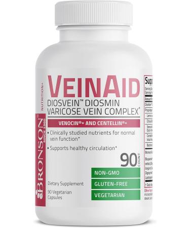 Bronson VeinAid Diosmin 1000mg - Varicose Vein Complex with Venocin & Centellin 90 Vegetarian Capsules - Supports Healthy Circulation - Buy Online on GoSupps.com