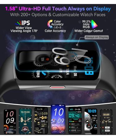 Bestinn Smart Watch Fitness Tracker with 24/7 Heart Rate Blood Oxygen Blood Pressure Monitor Sleep Tracker 120 Sports Modes Activity Tracker Step Calorie IP68 Waterproof for Andriod iPhone Women Men - Black - Buy Online on GoSupps.com