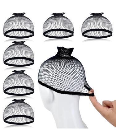 Wig Caps LALASAM 6pcs Breathable Black Mesh Net Wig Caps Weaving Hair Net for Wig Close End Fishnet Wig Cap