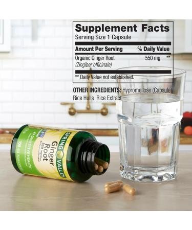 Ginger Root Capsules 550 mg 100 Count (1 Bottle) + Vitamin Guide & Sticker Included - Buy Online on GoSupps.com