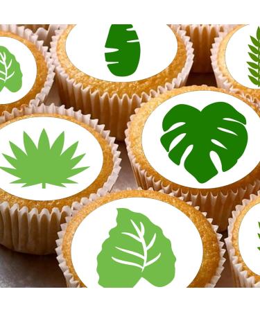 24 edible PRE CUT Jungle rainforest leaves kids childrens party decorations Wafer Paper Cupcake Topper Cake - Buy Online on GoSupps.com