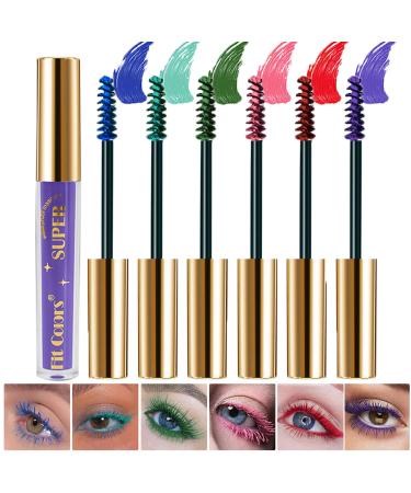 Sitovely 6 Colors Colored Eyelash Mascara,Colored Curling Mascara,Long Lasting Colored Mascara,Smudge-proof and Waterproof for Eyelashes,Lengthening Eye Makeup