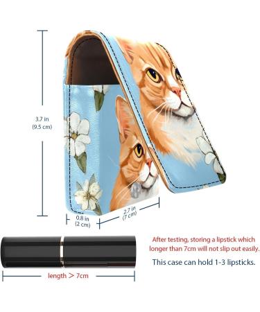Travel Lipstick Organizer Case - Portable Makeup Bag with Mirror - Cute Cats & Kittens Floral Design - Ideal for International Shipping - Buy Online on GoSupps.com