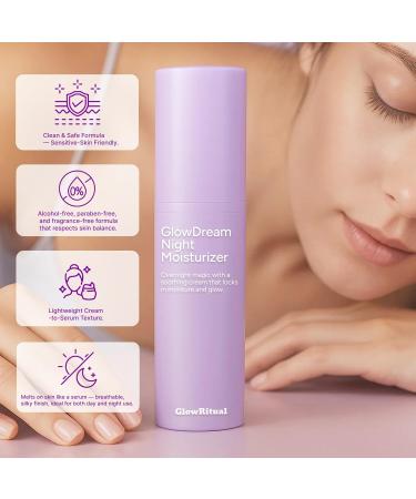 GlowRitual GlowDream Night Moisturizer Hydrating & Soothing Facial Night Cream with Ceramide Squalane & Hyaluronic Acid to Support Skin Barrier Firming & Radiance for All Skin Types 2 Pack 1.06 Fl Oz (Pack of 2) - Buy Online on GoSupps.com