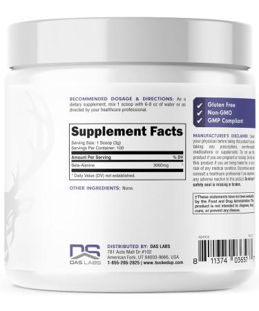 Bucked Up Beta Alanine 300mg Powder - Non-GMO Gluten-Free Unflavored - 100 Servings - International Shipping Available - Buy Online on GoSupps.com