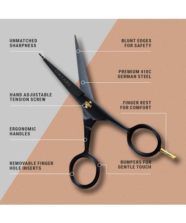 Ontaki Professional Beard Shears - German Steel Mustache Scissors (12.7 cm) with Carrying Bag | Hand-Forged Precision Facial Hair Tools for Men - Buy Online on GoSupps.com