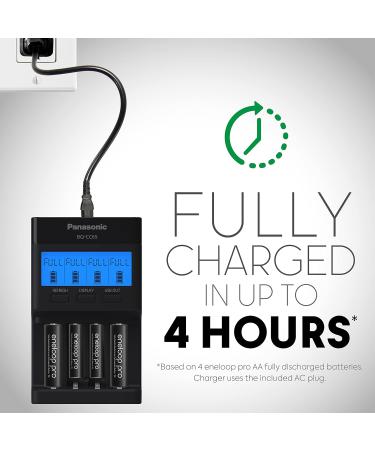 Panasonic K-KJ65KHA4BA Quick Charger with LCD & USB | 4AA eneloop pro Batteries | Fast International Shipping - Buy Online on GoSupps.com