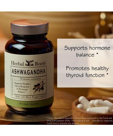 Herbal Roots Ashwagandha Capsules - Extra Strength Pure Ashwagandha & BioPerine - 60 Vegan Capsules - Made in USA - Buy Online on GoSupps.com