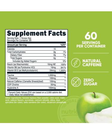Nutricost Energy Complex (Green Apple) - 60 Servings Clean Energy Powder | 300g Dietary Supplement for Boosted Performance - Buy Online on GoSupps.com