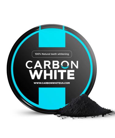 CARBON WHITE Teeth Whitening Powder - Natural Activated Coconut Charcoal Tooth Powder for Removing Stains & Discoloration - Helps Fight Tartar & Plaque Freshens Breath - Tasteless Odorless - 30g