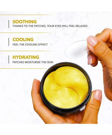 24k Gold Under Eye Mask for Dark Circles, Puffiness & Wrinkles - Collagen Eye Patches for Puffy Eyes - Skincare Treatment for Women & Men - 30 Pair - Buy Online on GoSupps.com