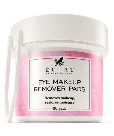 Eye Makeup Remover Pads - Mascara Remover Gentle and Soft for All Skin Types - with Babbasu Oil and Provitamin V5 Waterproof Makeup Remover Pads Eye Make Up Removers Pads - 100% Cotton 80 pcs