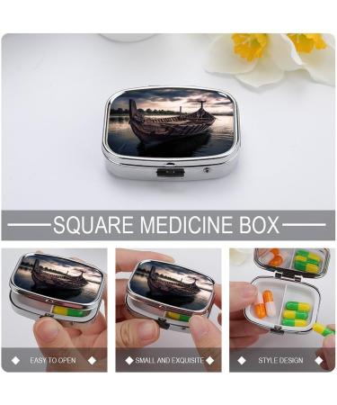 Vikings Boat Print Pill Box | 2 Compartment Portable Medicine Organizer | Decorative Metal Pill Case for Pocket & Purse - International Shipping - Buy Online on GoSupps.com