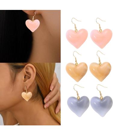 Buy Feyley Earrings - 3 Pairs Korean Fashion Minimalist Hook Vintage Y2K Peach Heart Party Jewelry for Women & Girls - Buy Online on GoSupps.com