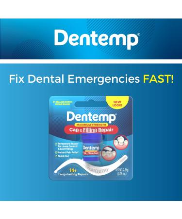 Dentemp Maximum Strength Dental Repair Kit - Pack of 3 for Loose Cap and Lost Filling - Instant Pain Relief and Temporary Tooth Filling - Buy Online on GoSupps.com