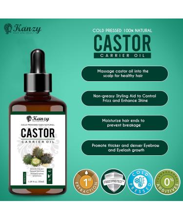 Kanzy castor oil organic cold -pressed 100% Organic Castor Oil for Hair Growth Of course castor hair hair nails eyelashes eyebrows 50 ml (1 -pack)  - Buy Online on GoSupps.com