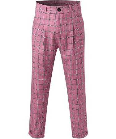 NREALY Men's Long Slim Fit Plaid Sweatpants | Casual Sport Trousers | Running Joggers | 3X-Large - Pink - Buy Online on GoSupps.com