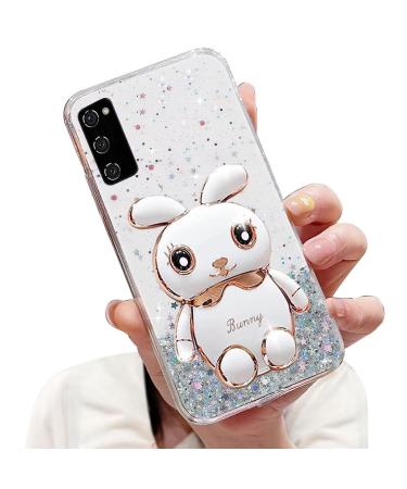 Tivenfezk Nadoli for Samsung Galaxy S20 Plus Hase Hidden Stand Shell caricature glitter rabbits stand Soft silicone bling cell phone case transparent protective cover samsung galaxy s20 plus clear