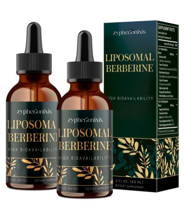 Liposomal Berberine HCL Supplement Liquid 3000mg - High Absorption Berberine Drops with Ceylon Cinnamon - 12-in-1 Formula AMPK Activator Sugar Free - 4 fl oz 2 Fl Oz (Pack of 2)