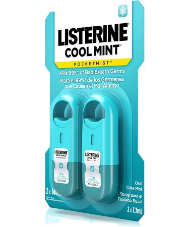 Listerine Pocketmist Cool Mint Oral Care Mist for Instant Fresh Breath - 2 Pack - Buy Online on GoSupps.com