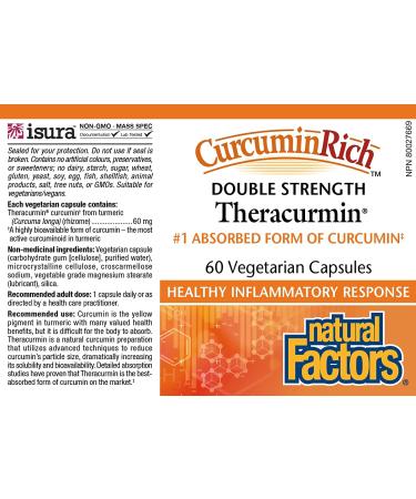 Natural Factors CurcuminRich Double Strength Theracurmin - 60 Vegetarian Capsules for Enhanced Health Benefits - Buy Online on GoSupps.com