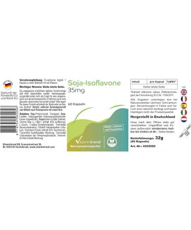 Soy Isoflavone 35mg - 60 Vegan Capsules with Vitamin E | Bioavailable Supplements from Germany | Vitamintrend  - Buy Online on GoSupps.com