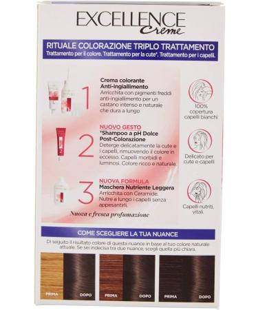 L'OR AL Paris Excellence Cr me 400 Natural Brown Permanent Coloring for Brunettes 100% White Hair Coverage Anti-yellowing Action Natural Result Protects and Strengthens Hair - Buy Online on GoSupps.com